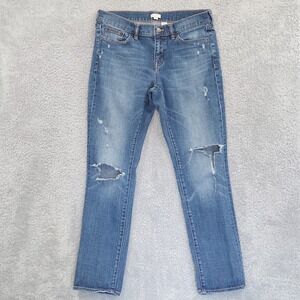 J. Crew Distressed Broken In Boyfriend Jeans Women's SIze 27 Destroyed Mid Rise